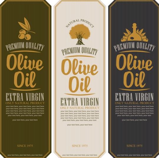 Olive oil vertical labels vintage vector 01