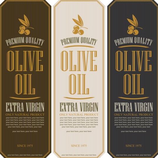 Olive oil vertical labels vintage vector 02