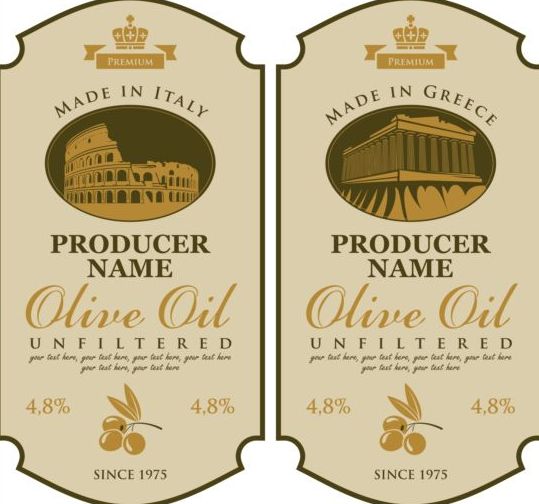 Olive oil vintage label sticker vector 02
