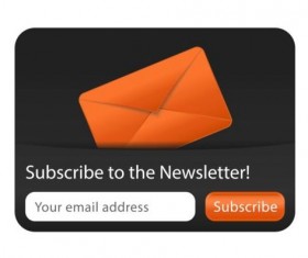 Orange with black subscribe newsletter vector