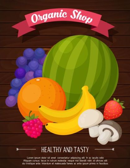Organic fruit shop poster vector 02