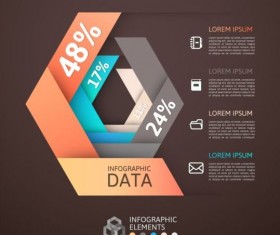 Origami Infographics elements brown vector template 02