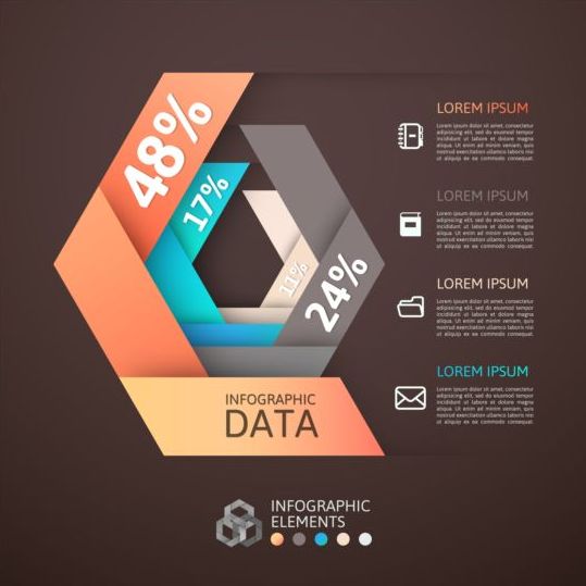 Origami Infographics elements brown vector template 02