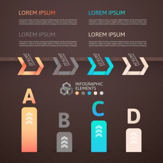 Origami Infographics elements brown vector template 03