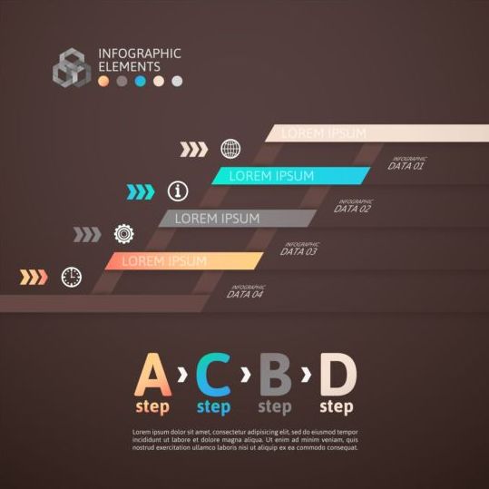 Origami Infographics elements brown vector template 04
