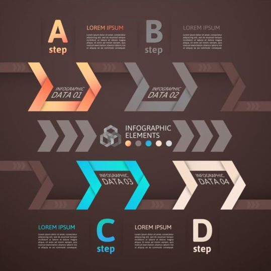 Origami Infographics elements brown vector template 05