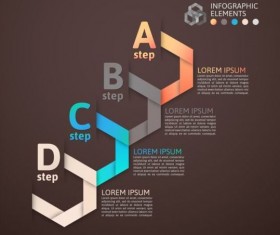 Origami Infographics elements brown vector template 06