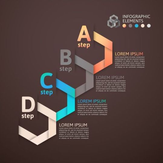 Origami Infographics elements brown vector template 06