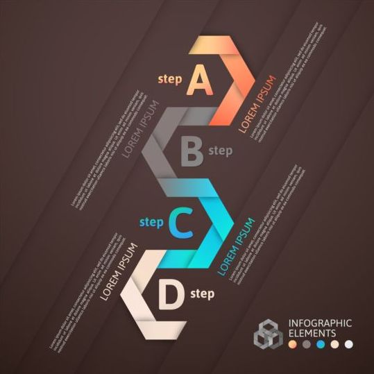 Origami Infographics elements brown vector template 07