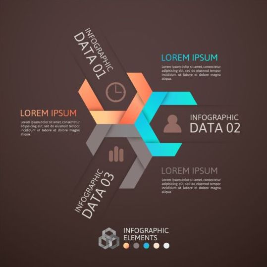 Origami Infographics elements brown vector template 08