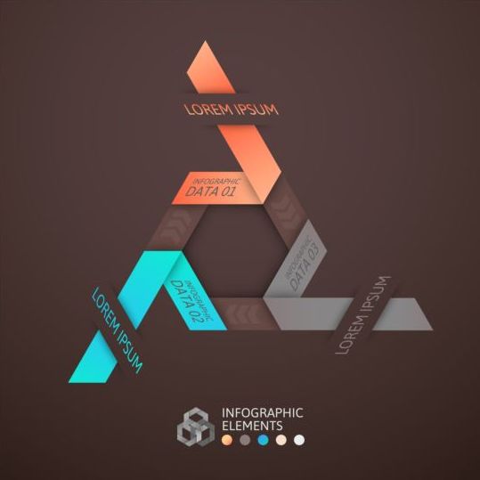 Origami Infographics elements brown vector template 09