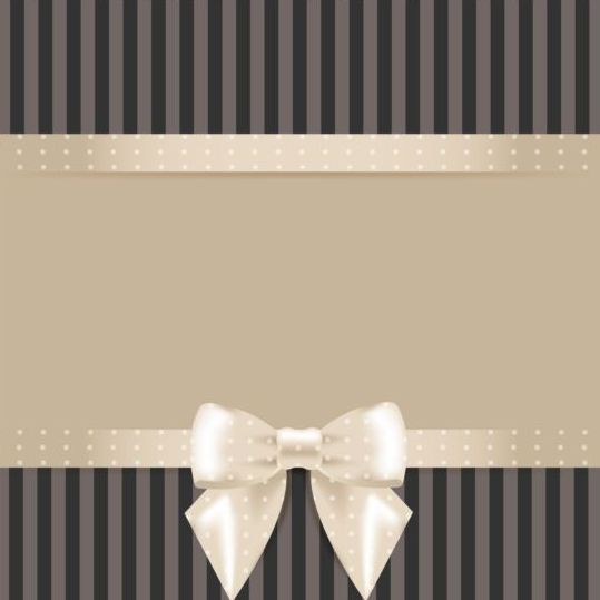 Ornate beige bow vector card