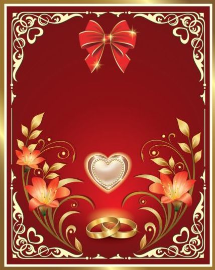 Ornate red wedding greeting cards vector 01 free download