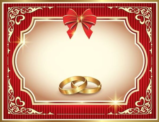 Ornate red wedding greeting cards vector 02