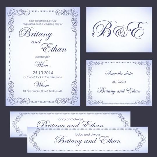 Ornate wedding card vector set
