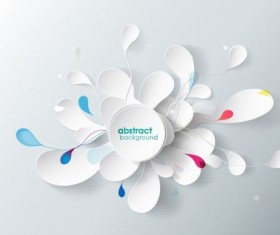Paper floral with abstract background vector 01