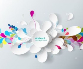 Paper floral with abstract background vector 02