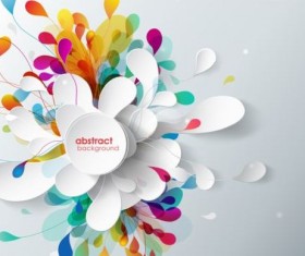Paper floral with abstract background vector 06
