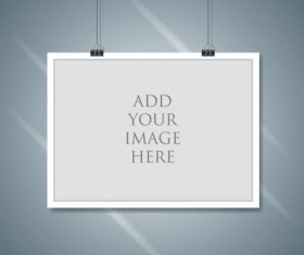 Paper mockup hanging with paper clip vectors 04