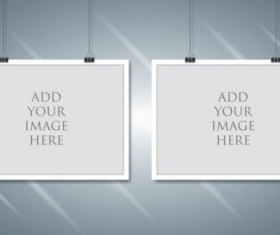 Paper mockup hanging with paper clip vectors 05