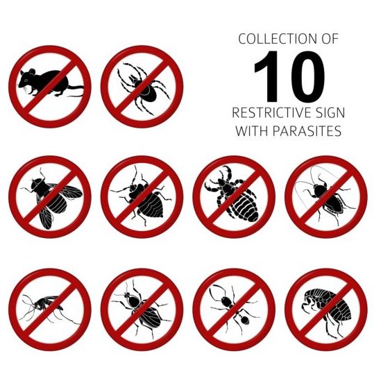 Parasites warning sign vectors set 03