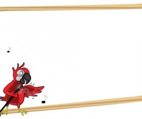 Parrot with text frame vector 05