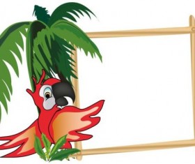 Parrot with text frame vector 06
