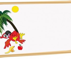 Parrot with text frame vector 07