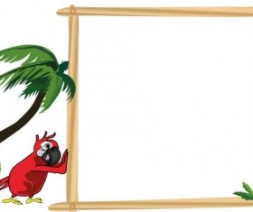 Parrot with text frame vector 08