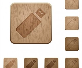 Pendrive wooden icons set