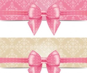 Pink bow with vector card