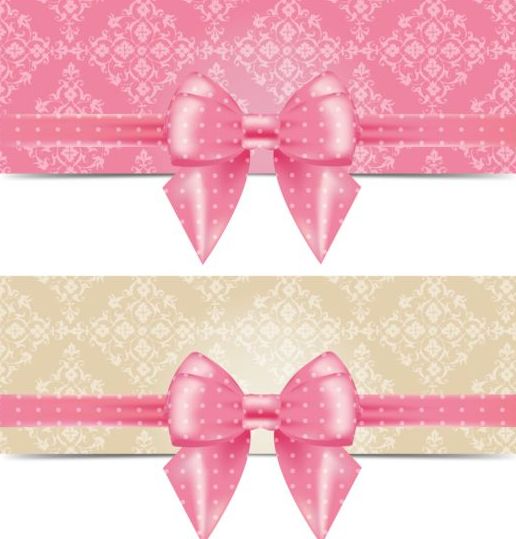 Pink bow with vector card