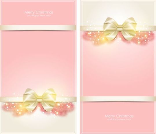 Pink christmas vertical cards vector material