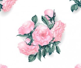 Pink flower hand drawn seamless pattern vector