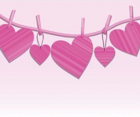 Pink heart hanging design vector 01