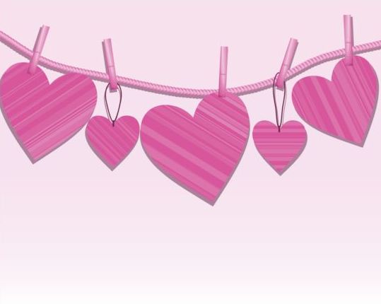 Pink heart hanging design vector 01