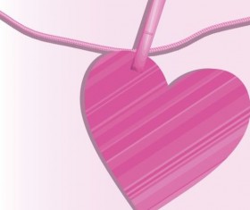 Pink heart hanging design vector 02