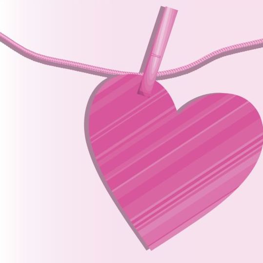Pink heart hanging design vector 02