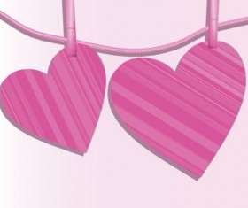 Pink heart hanging design vector 03