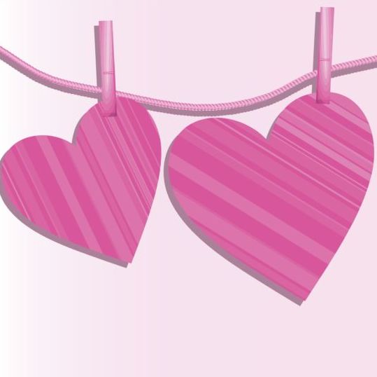 Pink heart hanging design vector 03