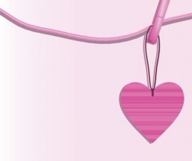 Pink heart hanging design vector 04