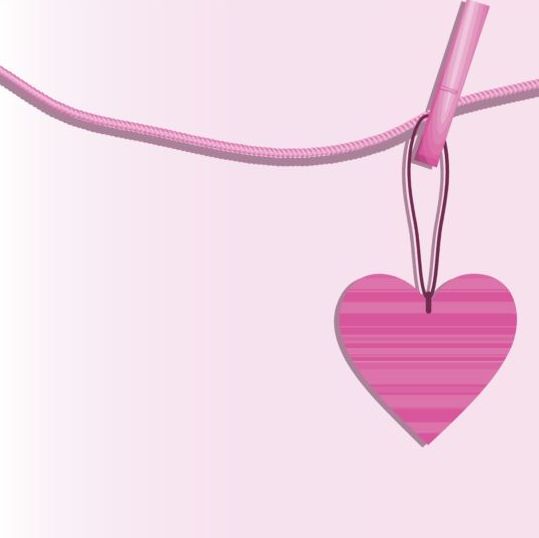 Pink heart hanging design vector 04