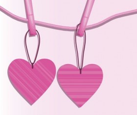 Pink heart hanging design vector 05