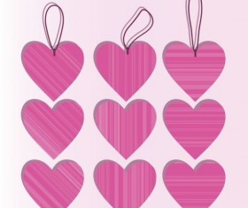 Pink heart tag vector set