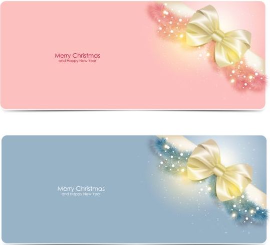 Pink with gray christmas card with bow vector