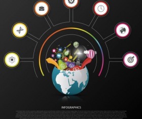 Planet with dark infographic vector