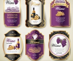 Purple with black wine labels vintage vector