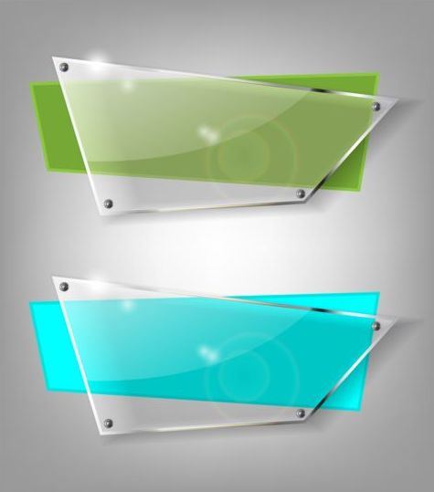 Quadrilateral glass banners vector material 01