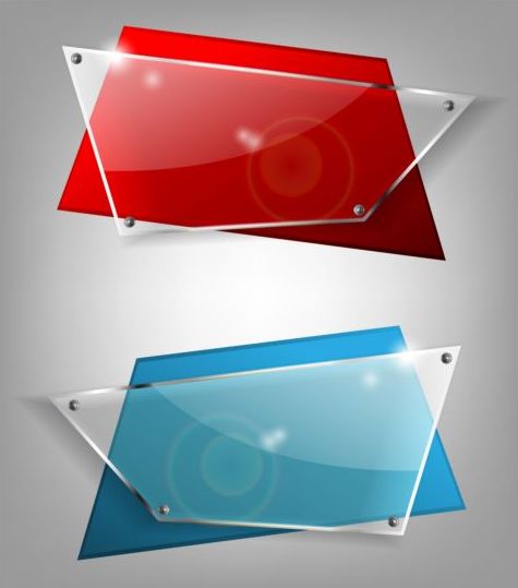 Quadrilateral glass banners vector material 02