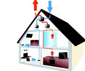 Recuperator house scheme design template vector 02
